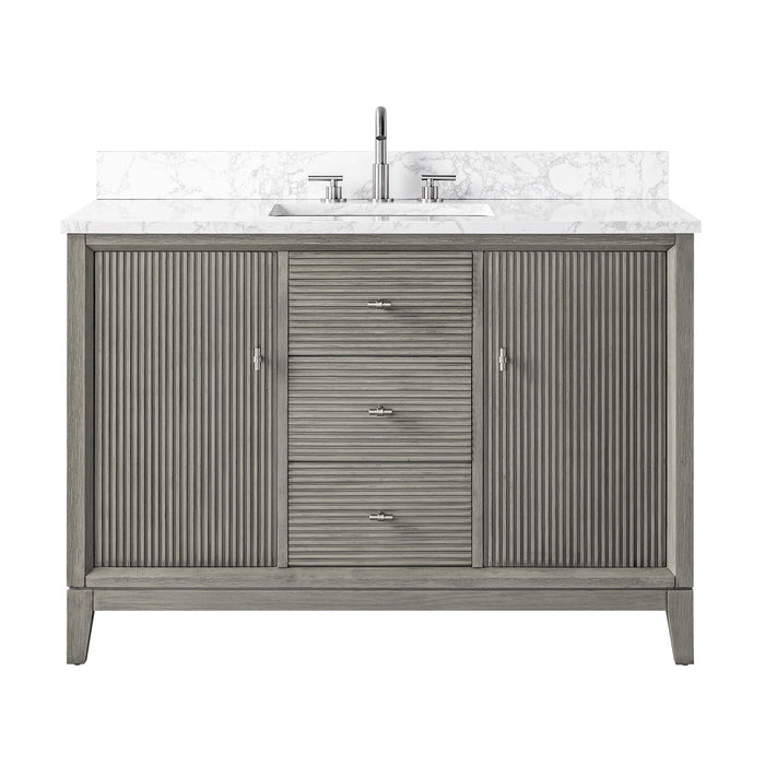 48" Single Sink Freestanding Bath Vanity Cabinet with White Engineered Marble Top - HomeBeyond
