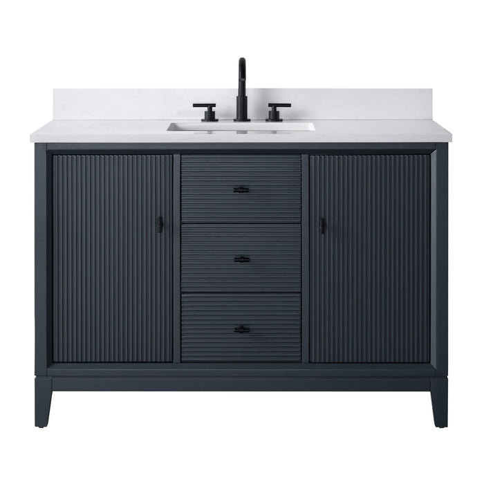 48" Single Sink Freestanding Bath Vanity Cabinet with White Engineered Marble Top - HomeBeyond
