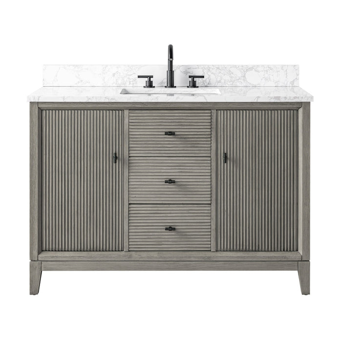 48" Single Sink Freestanding Bath Vanity Cabinet with White Engineered Marble Top - HomeBeyond