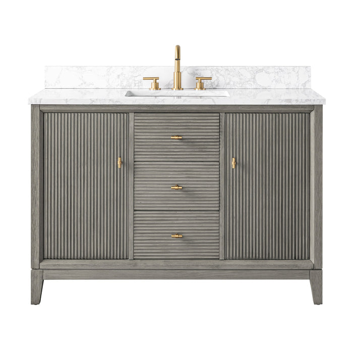 48" Single Sink Freestanding Bath Vanity Cabinet with White Engineered Marble Top - HomeBeyond