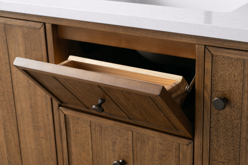 48" Single Sink Freestanding Bathroom Vanity with Milano Mist Engineered Stone Countertop, Integrated Ceramic Sink, Hidden Power & USB Charging Station and Hair Dryer Storage VA1248 - HomeBeyond