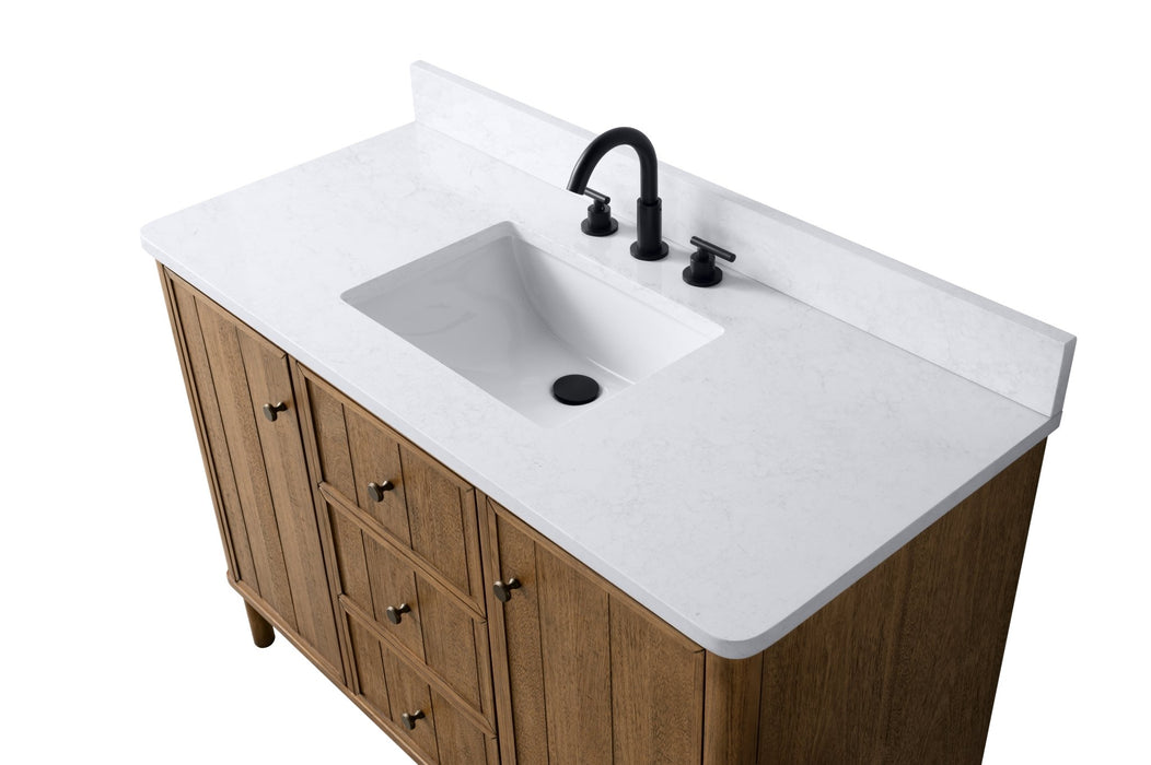 48" Single Sink Freestanding Bathroom Vanity with Milano Mist Engineered Stone Countertop, Integrated Ceramic Sink, Hidden Power & USB Charging Station and Hair Dryer Storage VA1248 - HomeBeyond