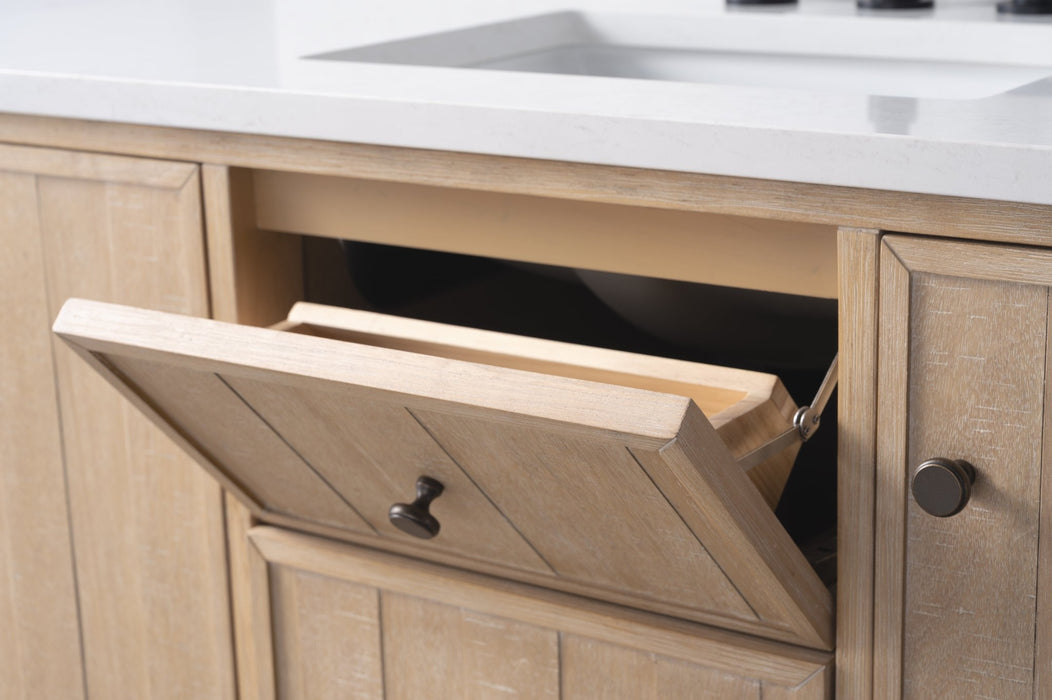 48" Single Sink Freestanding Bathroom Vanity with Milano Mist Engineered Stone Countertop, Integrated Ceramic Sink, Hidden Power & USB Charging Station and Hair Dryer Storage VA1248 - HomeBeyond