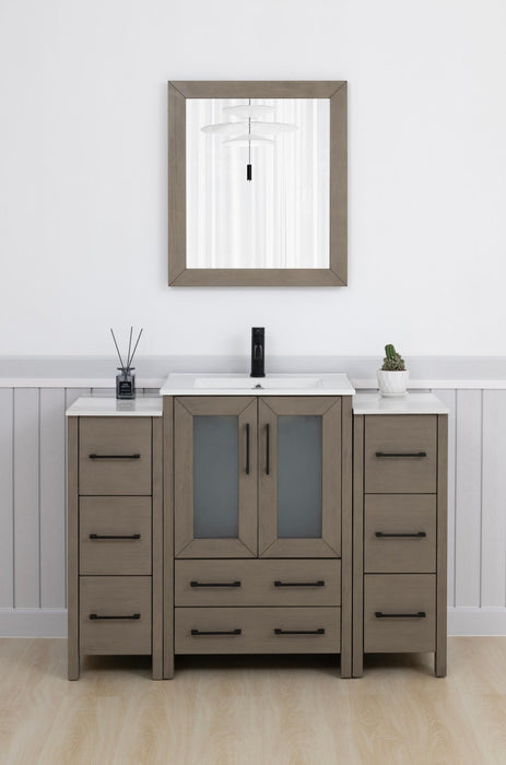 48" Single Sink Modern Bathroom Vanity Set with Ceramic Top & Free Mirror – Storage Cabinet with 2 Side Cabinets VA3024-48 - HomeBeyond