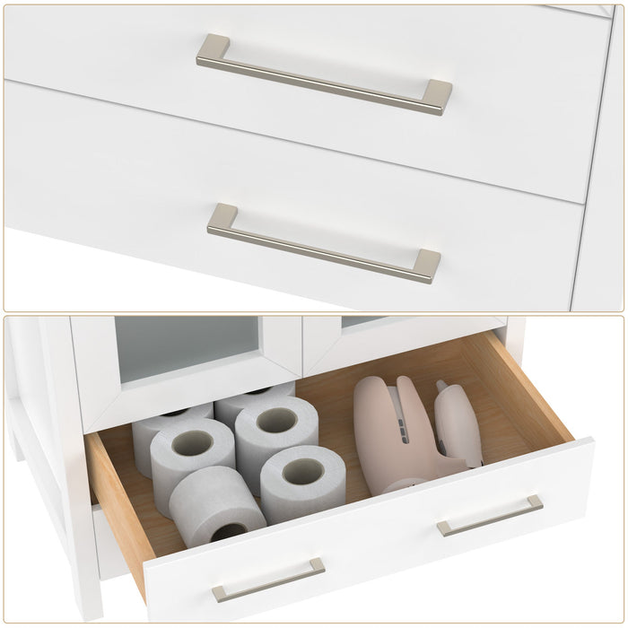 48" Single Sink Modern Bathroom Vanity Set with Ceramic Top & Free Mirror – Storage Cabinet with 2 Side Cabinets VA3024-48 - HomeBeyond