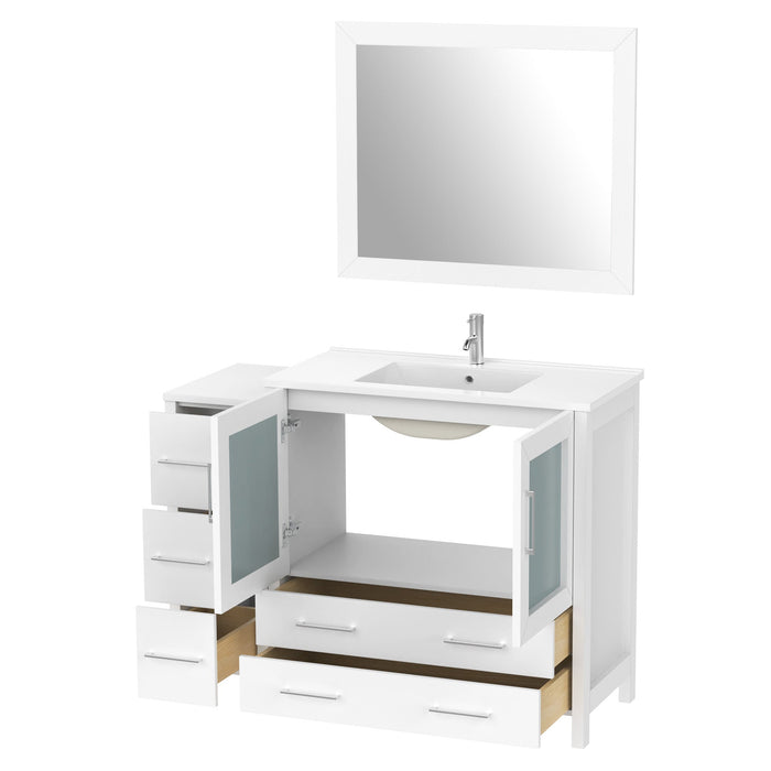 48" Single Sink Modern Bathroom Vanity Set with Ceramic Top & Free Mirror – Storage Cabinet with 5 Drawers VA3036-48 - HomeBeyond