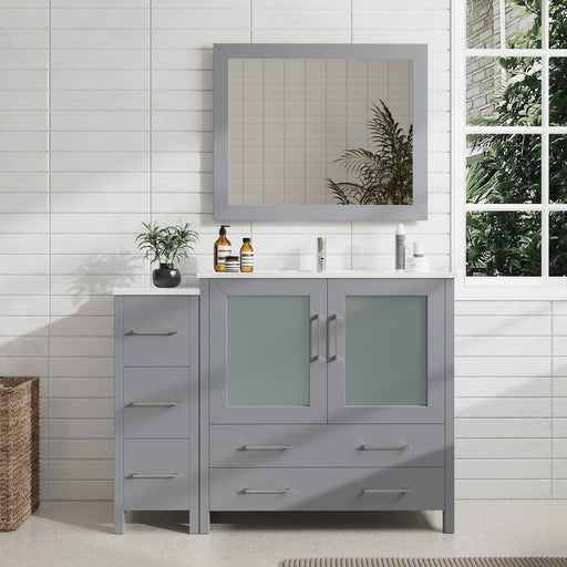 48" Single Sink Modern Bathroom Vanity Set with Ceramic Top & Free Mirror – Storage Cabinet with 5 Drawers VA3036-48 - HomeBeyond