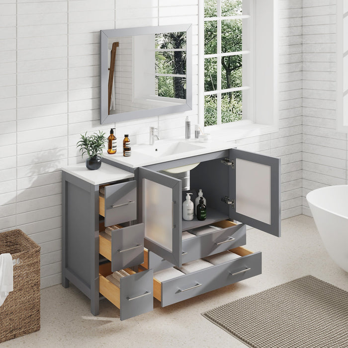 48" Single Sink Modern Bathroom Vanity Set with Ceramic Top & Free Mirror – Storage Cabinet with 5 Drawers VA3036-48 - HomeBeyond
