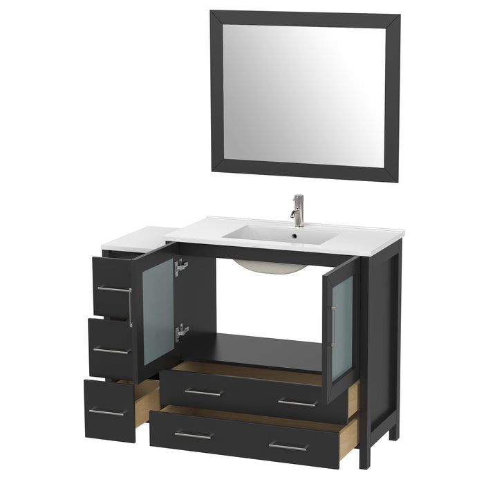 48" Single Sink Modern Bathroom Vanity Set with Ceramic Top & Free Mirror – Storage Cabinet with 5 Drawers VA3036-48 - HomeBeyond