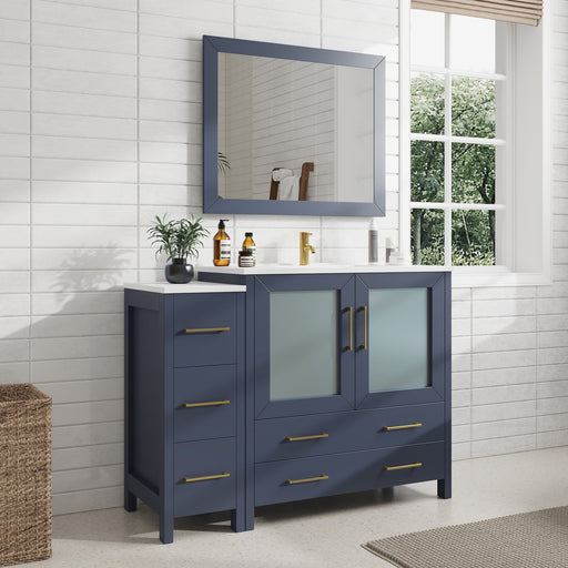 48" Single Sink Modern Bathroom Vanity Set with Ceramic Top & Free Mirror – Storage Cabinet with 5 Drawers VA3036-48 - HomeBeyond