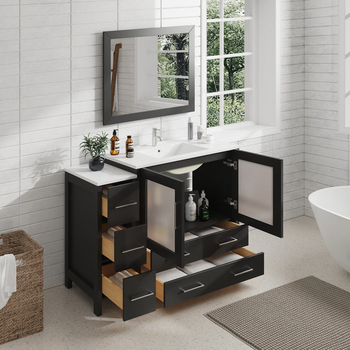 48" Single Sink Modern Bathroom Vanity Set with Ceramic Top & Free Mirror – Storage Cabinet with 5 Drawers VA3036-48 - HomeBeyond