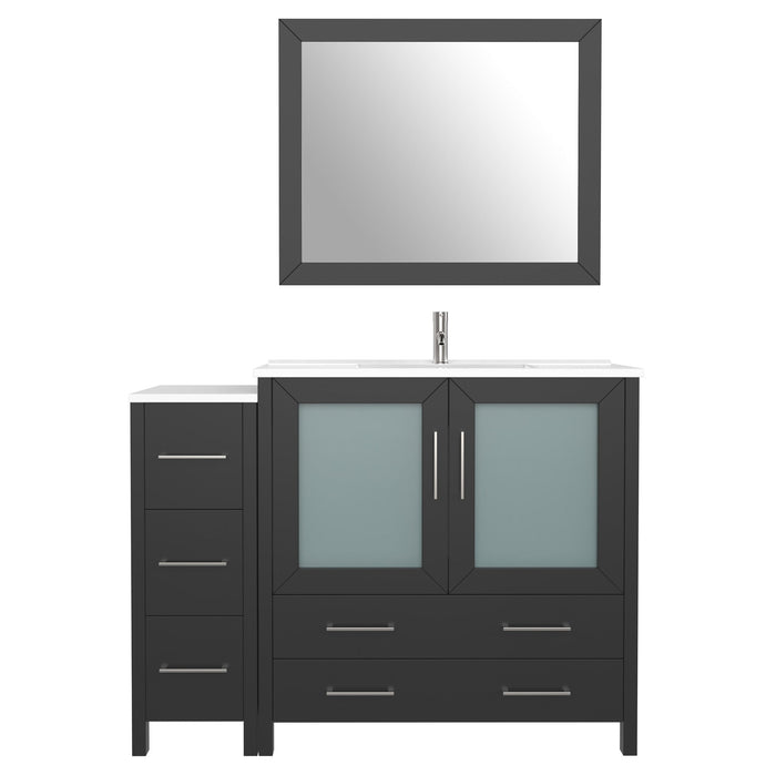 48" Single Sink Modern Bathroom Vanity Set with Ceramic Top & Free Mirror – Storage Cabinet with 5 Drawers VA3036-48 - HomeBeyond