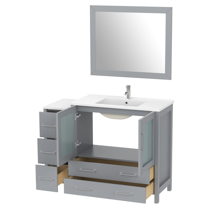 48" Single Sink Modern Bathroom Vanity Set with Ceramic Top & Free Mirror – Storage Cabinet with 5 Drawers VA3036-48 - HomeBeyond
