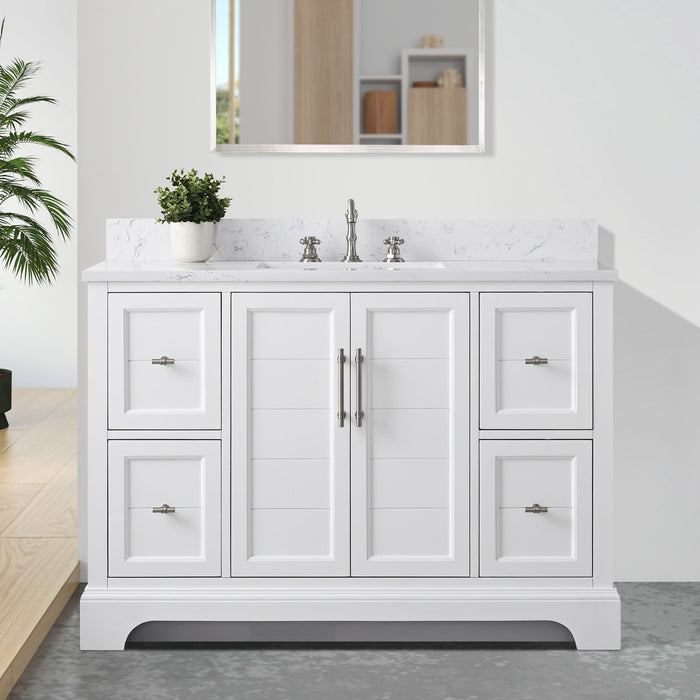 48" Single Sink Modern Bathroom Vanity Set with Countertop & Undermount Sink – Storage Cabinet VA5048 - HomeBeyond