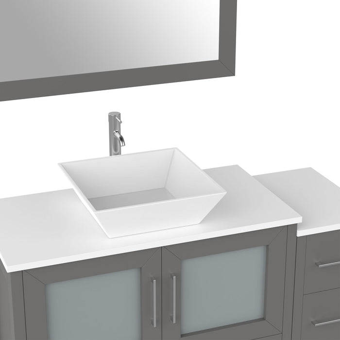 48" Single Sink Modern Bathroom Vanity Set with White Engineered Marble Top & Free Mirror – Storage Cabinet with 5 Drawers VA3136-48 - HomeBeyond