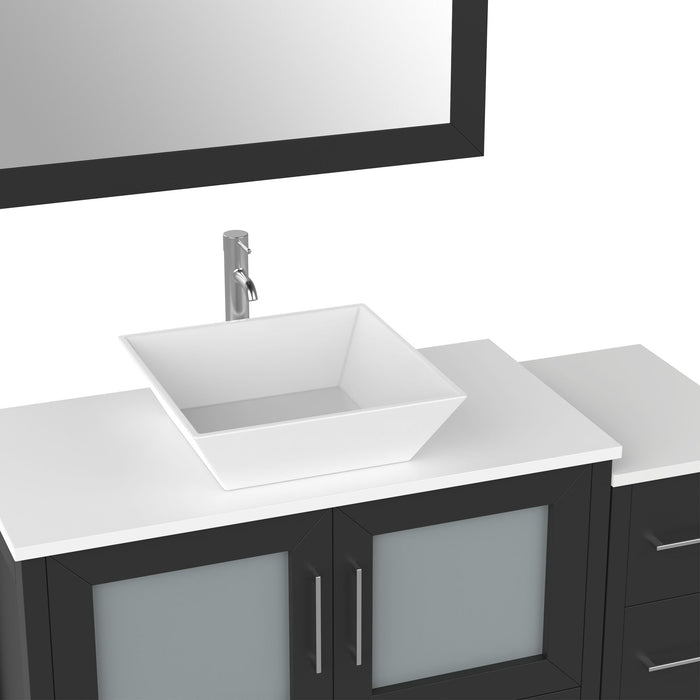 48" Single Sink Modern Bathroom Vanity Set with White Engineered Marble Top & Free Mirror – Storage Cabinet with 5 Drawers VA3136-48 - HomeBeyond