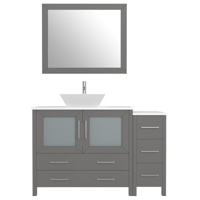 48" Single Sink Modern Bathroom Vanity Set with White Engineered Marble Top & Free Mirror – Storage Cabinet with 5 Drawers VA3136-48 - HomeBeyond