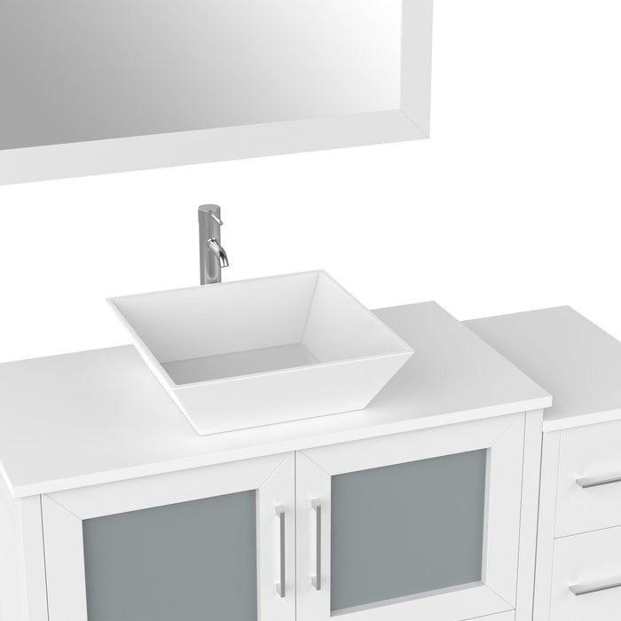 48" Single Sink Modern Bathroom Vanity Set with White Engineered Marble Top & Free Mirror – Storage Cabinet with 5 Drawers VA3136-48 - HomeBeyond