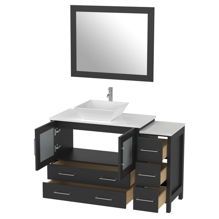 48" Single Sink Modern Bathroom Vanity Set with White Engineered Marble Top & Free Mirror – Storage Cabinet with 5 Drawers VA3136-48 - HomeBeyond