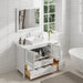48" Single Sink Modern Bathroom Vanity Set with White Engineered Marble Top & Free Mirror – Storage Cabinet with 5 Drawers VA3136-48 - HomeBeyond