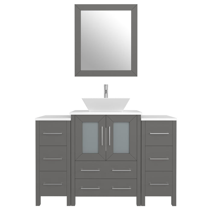 48" Single Sink Modern Bathroom Vanity Set with White Engineered Marble Top & Free Mirror – Storage Cabinet with 8 Drawers VA3124-48 - HomeBeyond