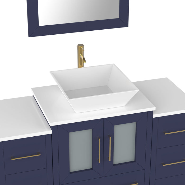 48" Single Sink Modern Bathroom Vanity Set with White Engineered Marble Top & Free Mirror – Storage Cabinet with 8 Drawers VA3124-48 - HomeBeyond