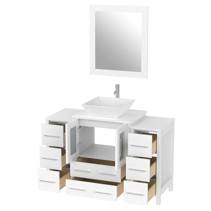 48" Single Sink Modern Bathroom Vanity Set with White Engineered Marble Top & Free Mirror – Storage Cabinet with 8 Drawers VA3124-48 - HomeBeyond