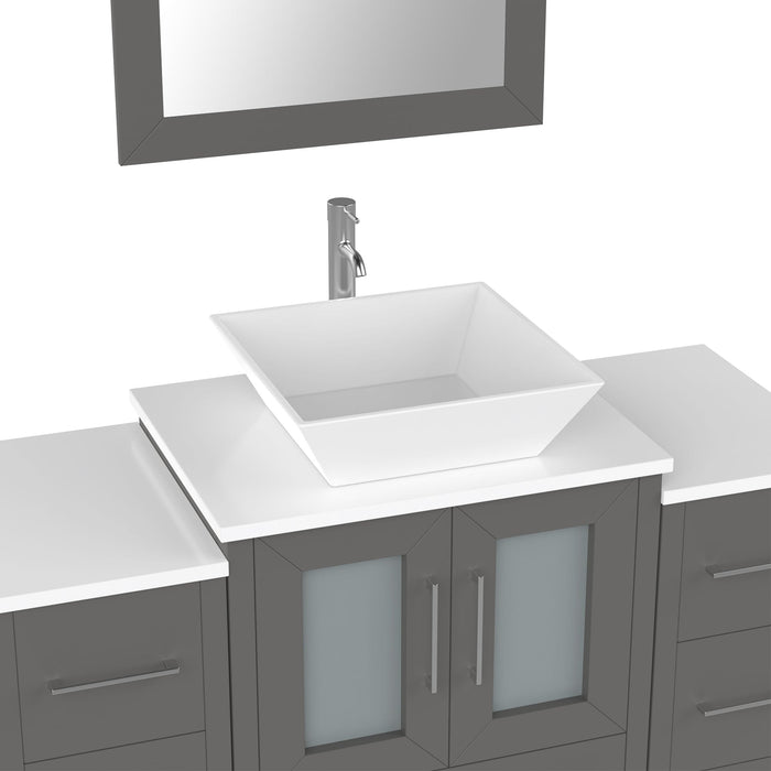 48" Single Sink Modern Bathroom Vanity Set with White Engineered Marble Top & Free Mirror – Storage Cabinet with 8 Drawers VA3124-48 - HomeBeyond