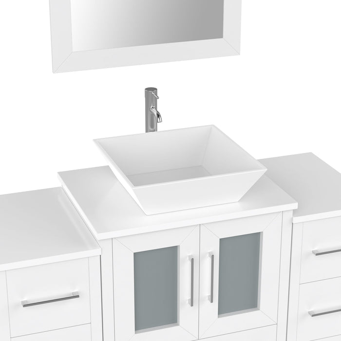 48" Single Sink Modern Bathroom Vanity Set with White Engineered Marble Top & Free Mirror – Storage Cabinet with 8 Drawers VA3124-48 - HomeBeyond