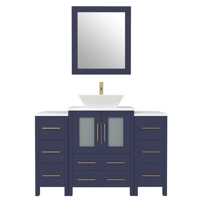 48" Single Sink Modern Bathroom Vanity Set with White Engineered Marble Top & Free Mirror – Storage Cabinet with 8 Drawers VA3124-48 - HomeBeyond