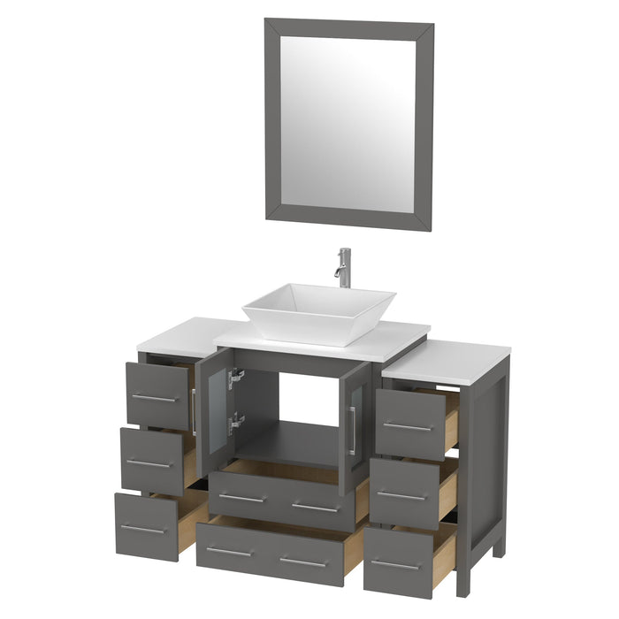 48" Single Sink Modern Bathroom Vanity Set with White Engineered Marble Top & Free Mirror – Storage Cabinet with 8 Drawers VA3124-48 - HomeBeyond