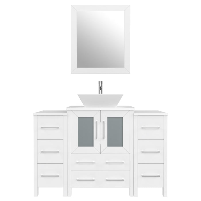 48" Single Sink Modern Bathroom Vanity Set with White Engineered Marble Top & Free Mirror – Storage Cabinet with 8 Drawers VA3124-48 - HomeBeyond