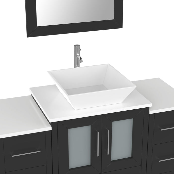 48" Single Sink Modern Bathroom Vanity Set with White Engineered Marble Top & Free Mirror – Storage Cabinet with 8 Drawers VA3124-48 - HomeBeyond