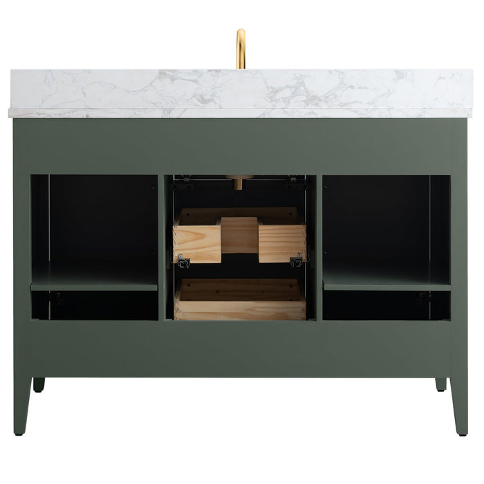 48" Single Sink Modern Freestanding Bathroom Vanity Set with Arabescato White Engineered Marble Top – Storage Cabinet with Soft-Closing Doors & Drawers VA9048 - HomeBeyond