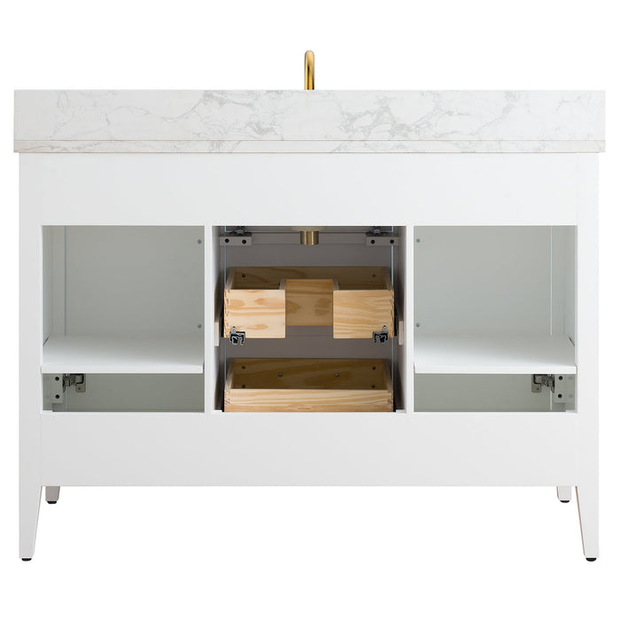 48" Single Sink Modern Freestanding Bathroom Vanity Set with Arabescato White Engineered Marble Top – Storage Cabinet with Soft-Closing Doors & Drawers VA9048 - HomeBeyond