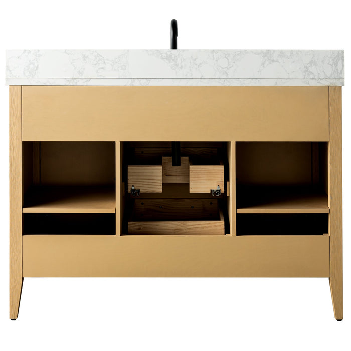 48" Single Sink Modern Freestanding Bathroom Vanity Set with Arabescato White Engineered Marble Top – Storage Cabinet with Soft-Closing Doors & Drawers VA9048 - HomeBeyond