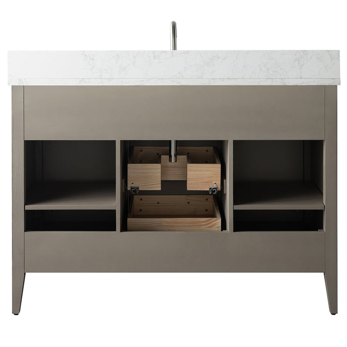48" Single Sink Modern Freestanding Bathroom Vanity Set with Arabescato White Engineered Marble Top – Storage Cabinet with Soft-Closing Doors & Drawers VA9048 - HomeBeyond