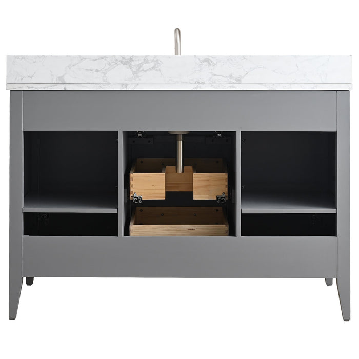 48" Single Sink Modern Freestanding Bathroom Vanity Set with Arabescato White Engineered Marble Top – Storage Cabinet with Soft-Closing Doors & Drawers VA9048 - HomeBeyond