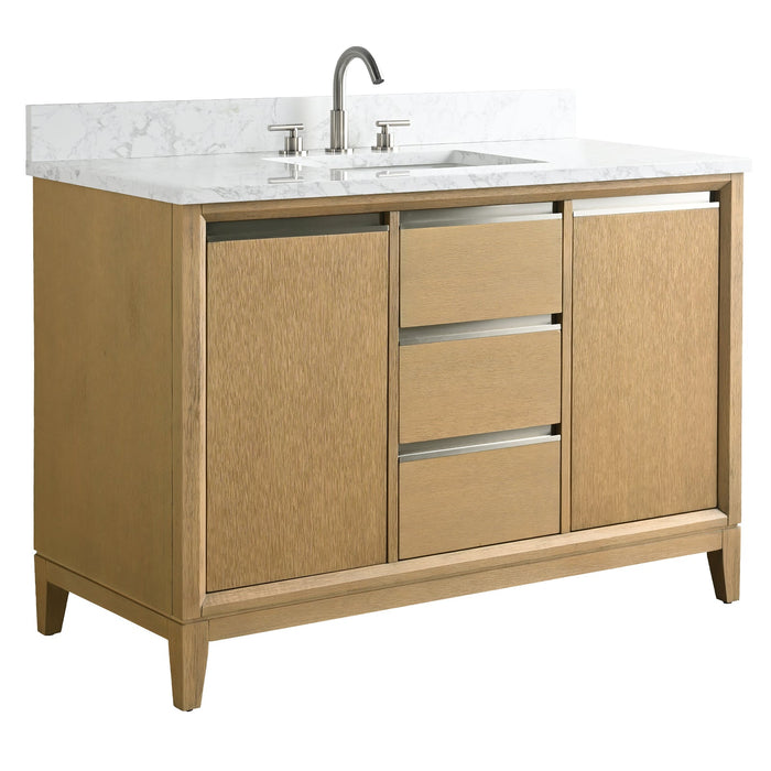 48" Single Sink Modern Freestanding Solid Wood Bathroom Vanity Set with Ariston White Engineered Marble Top – Storage Cabinet with Soft-Closing Drawers VA8048 - HomeBeyond
