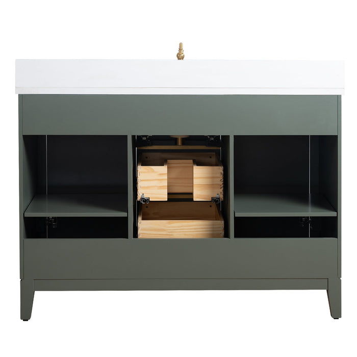 48" Single Sink Modern Freestanding Solid Wood Bathroom Vanity Set with Ariston White Engineered Marble Top – Storage Cabinet with Soft-Closing Drawers VA8048 - HomeBeyond