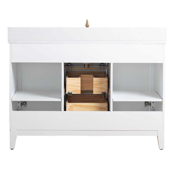 48" Single Sink Modern Freestanding Solid Wood Bathroom Vanity Set with Ariston White Engineered Marble Top – Storage Cabinet with Soft-Closing Drawers VA8048 - HomeBeyond