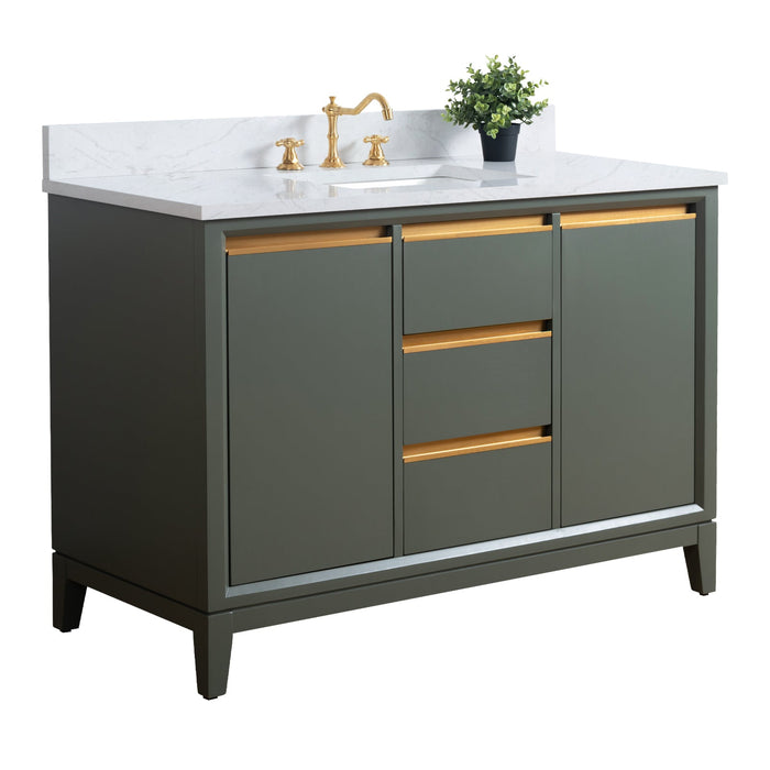 48" Single Sink Modern Freestanding Solid Wood Bathroom Vanity Set with Ariston White Engineered Marble Top – Storage Cabinet with Soft-Closing Drawers VA8048 - HomeBeyond