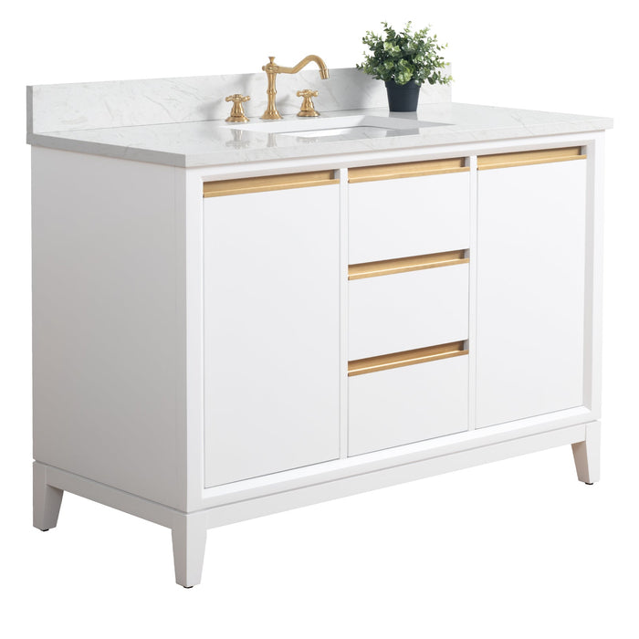 48" Single Sink Modern Freestanding Solid Wood Bathroom Vanity Set with Ariston White Engineered Marble Top – Storage Cabinet with Soft-Closing Drawers VA8048 - HomeBeyond