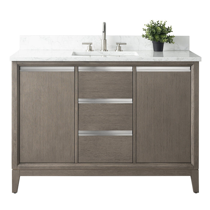 48" Single Sink Modern Freestanding Solid Wood Bathroom Vanity Set with Ariston White Engineered Marble Top – Storage Cabinet with Soft-Closing Drawers VA8048 - HomeBeyond