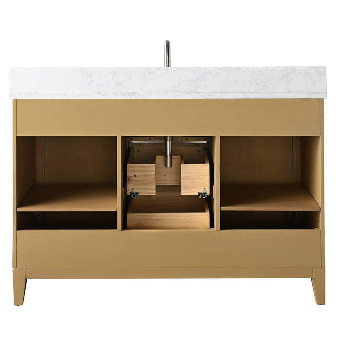 48" Single Sink Modern Freestanding Solid Wood Bathroom Vanity Set with Ariston White Engineered Marble Top – Storage Cabinet with Soft-Closing Drawers VA8048 - HomeBeyond