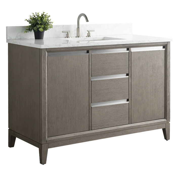 48" Single Sink Modern Freestanding Solid Wood Bathroom Vanity Set with Ariston White Engineered Marble Top – Storage Cabinet with Soft-Closing Drawers VA8048 - HomeBeyond