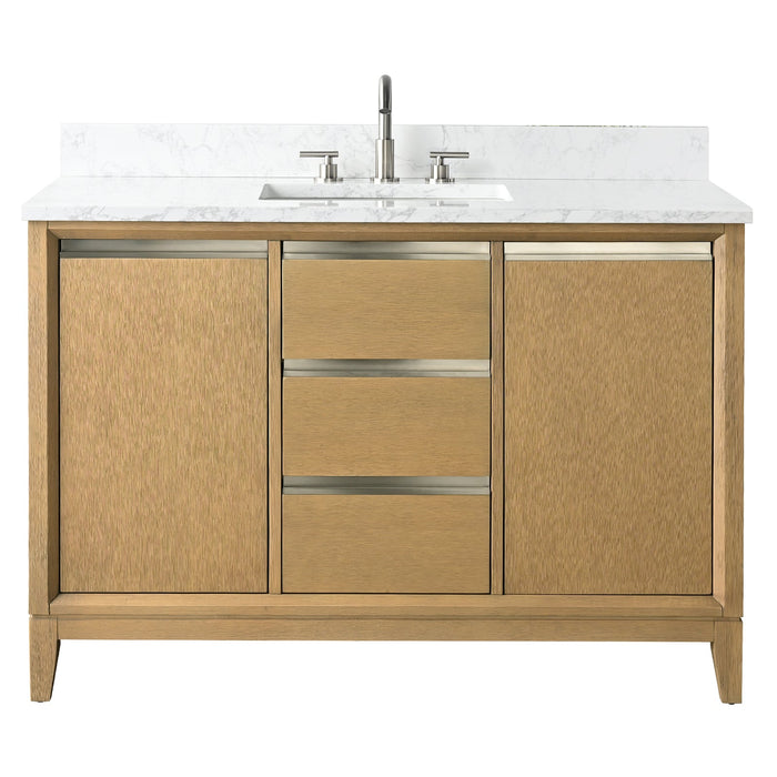 48" Single Sink Modern Freestanding Solid Wood Bathroom Vanity Set with Ariston White Engineered Marble Top – Storage Cabinet with Soft-Closing Drawers VA8048 - HomeBeyond