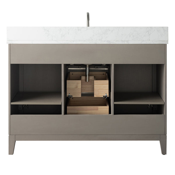 48" Single Sink Modern Freestanding Solid Wood Bathroom Vanity Set with Ariston White Engineered Marble Top – Storage Cabinet with Soft-Closing Drawers VA8048 - HomeBeyond