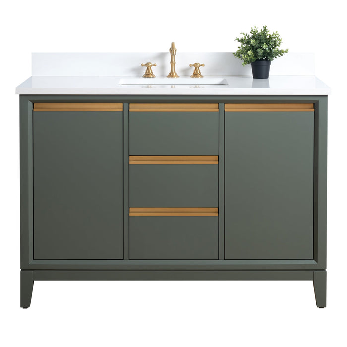 48" Single Sink Modern Freestanding Solid Wood Bathroom Vanity Set with Ariston White Engineered Marble Top – Storage Cabinet with Soft-Closing Drawers VA8048 - HomeBeyond