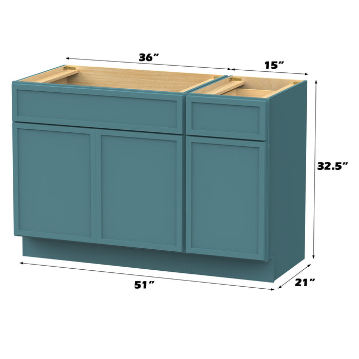 51" Modern Freestanding Birch & Plywood Bathroom Vanity Base Only – Shaker Style Storage Cabinet with 1 Drawer & 3 Soft-Closing Doors VA4136-151 - HomeBeyond